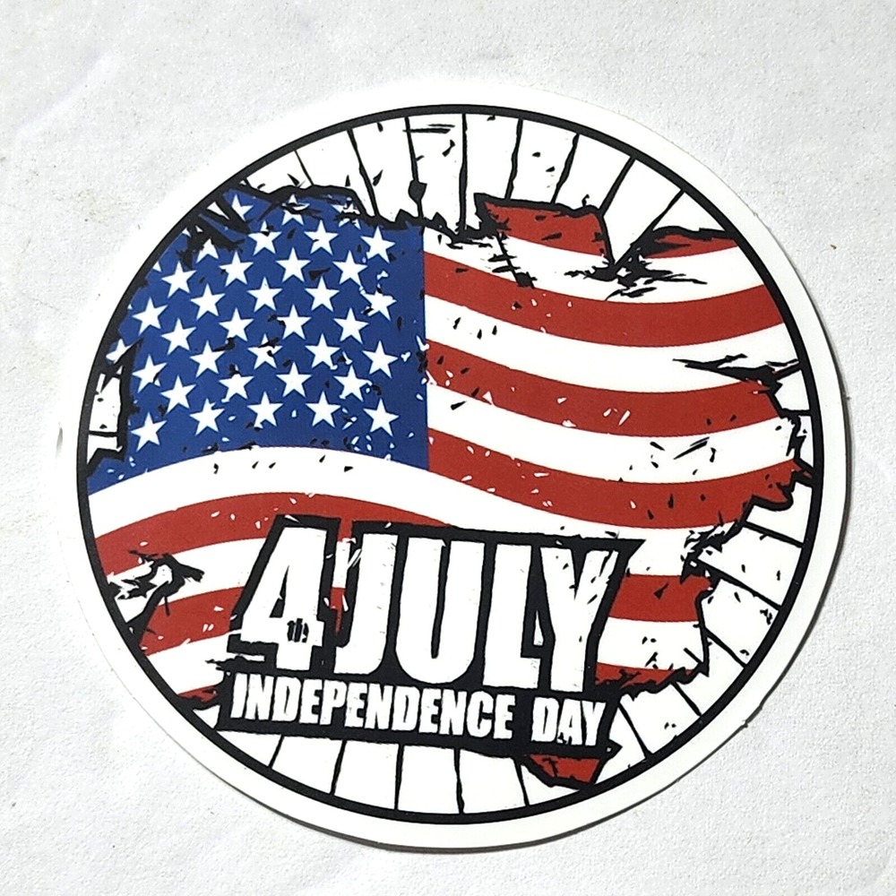 4th of July Independence Day USA Flag Patriotic Round Sticker 2.5" New